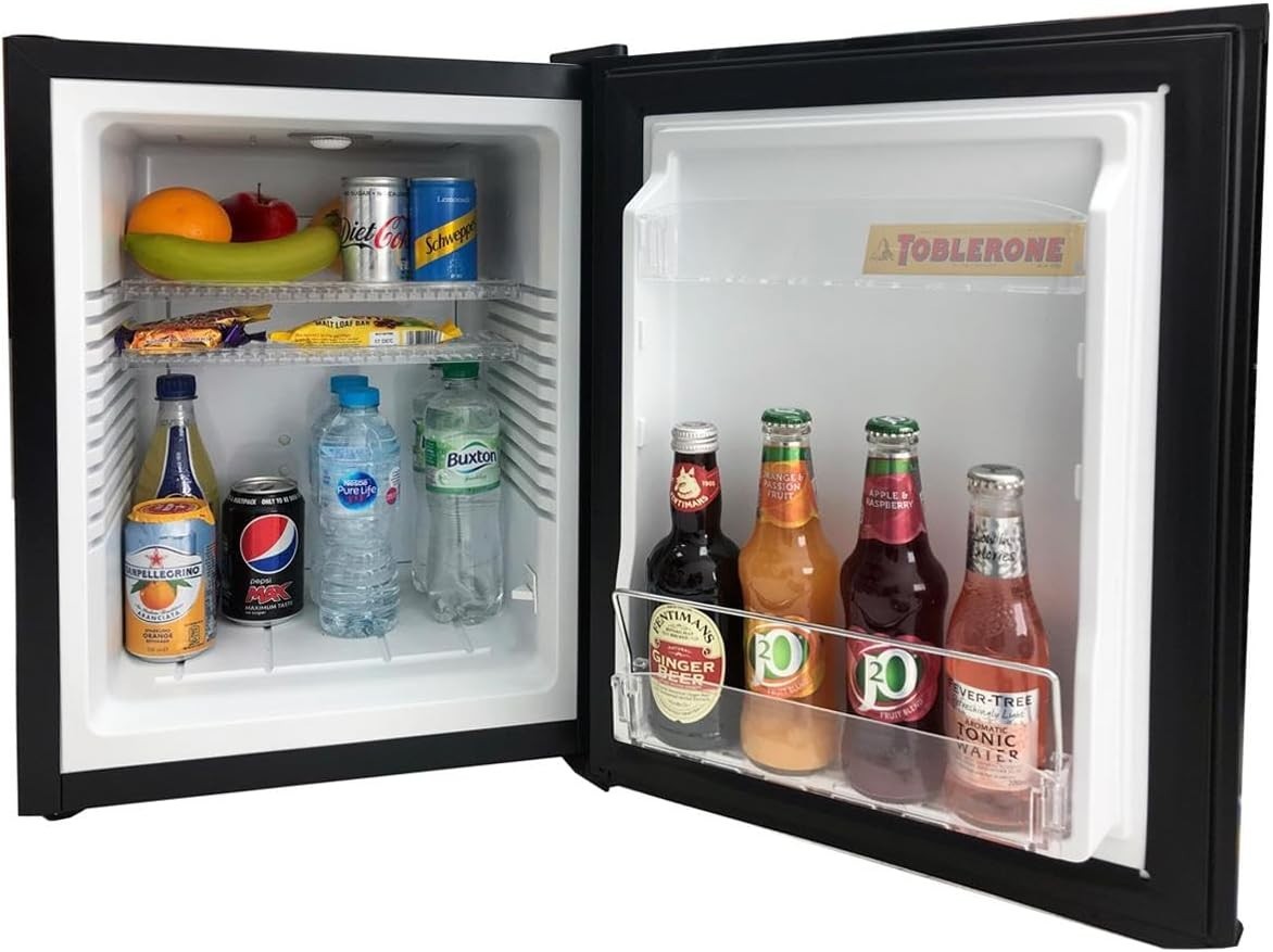 40L Minibar Fridge Whisper Quiet Built-In Cooler Black Thermoelectric