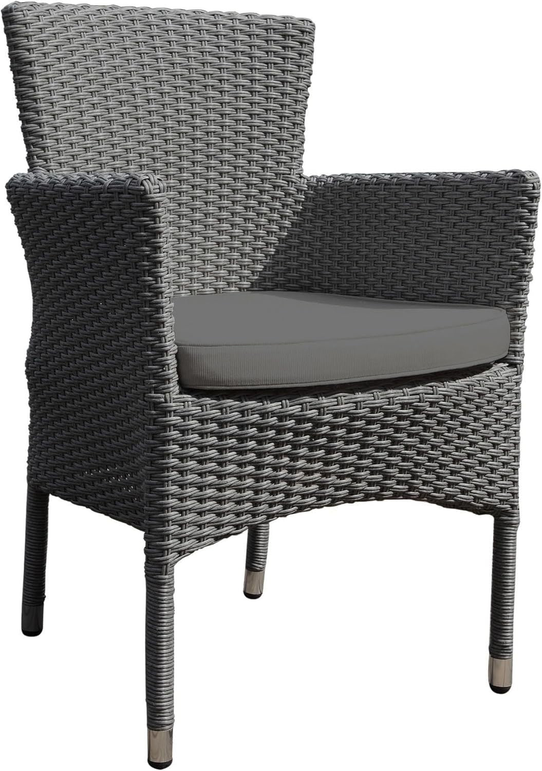 Set of 2 Rattan Garden Armchairs with Cushions Stackable Outdoor Patio