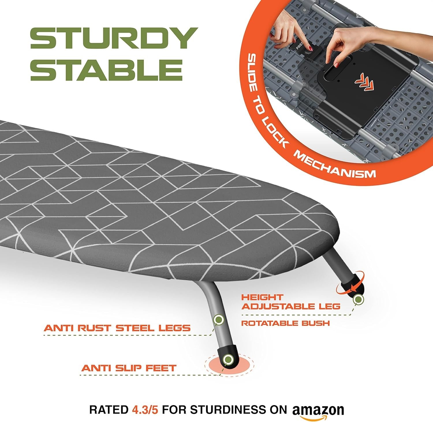 Tabletop Ironing Board Foldable Space Saving Mini Laundry Board Grey