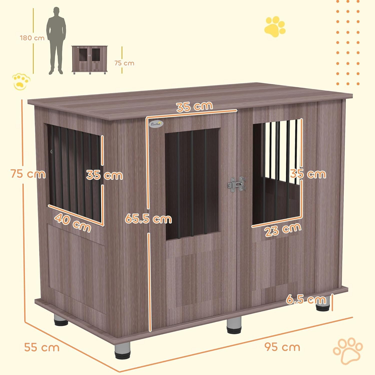 Purple Indoor Dog Crate Furniture – 95x55x75cm Large Pet Cage with Table Top