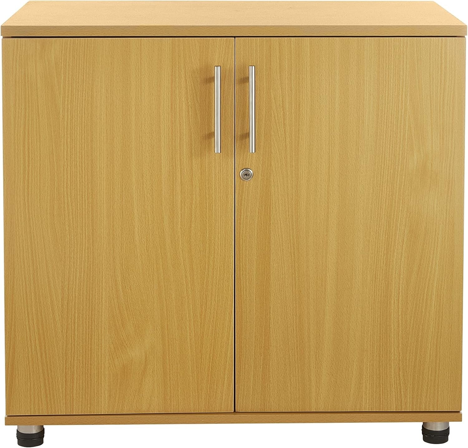 Beech 2 Door Lockable Office Storage Cabinet with Adjustable Shelf 75cm