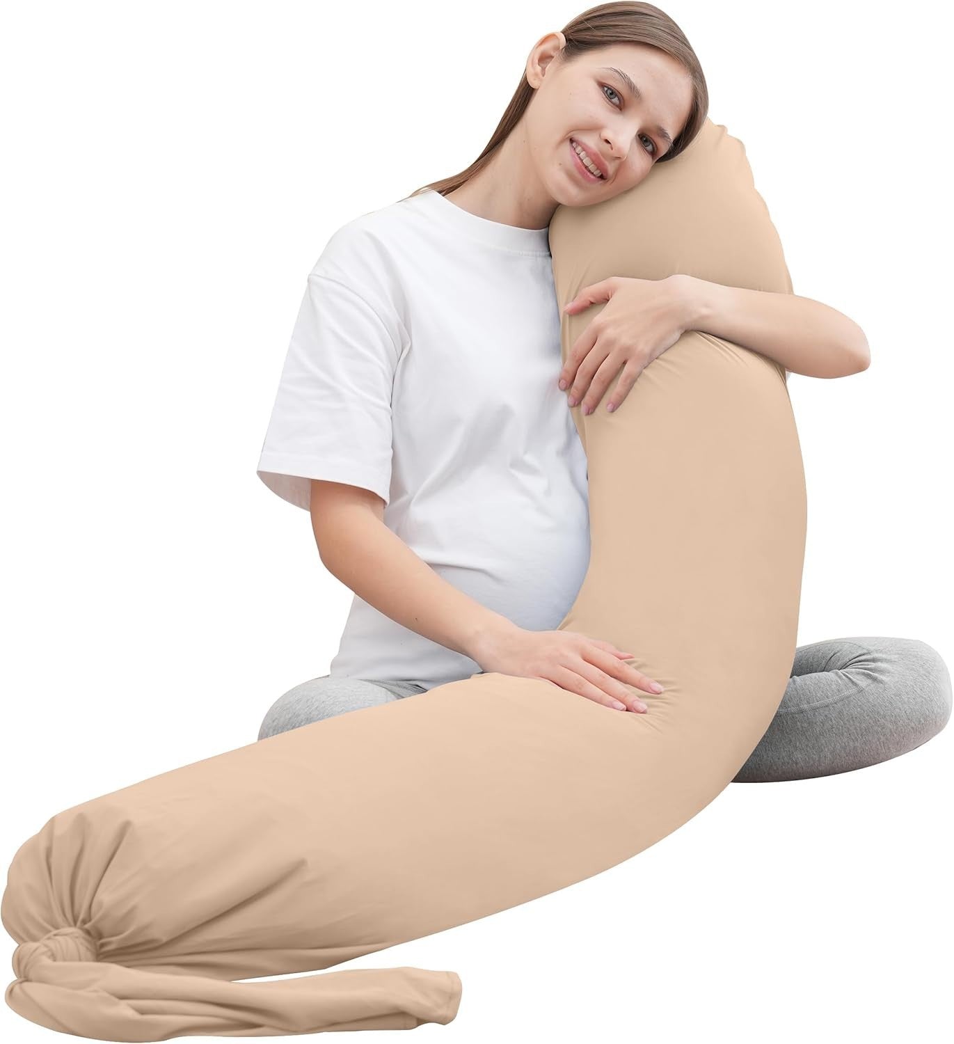 Pregnancy Pillow 54” Full Body Maternity Support Cushion Cooling Brown
