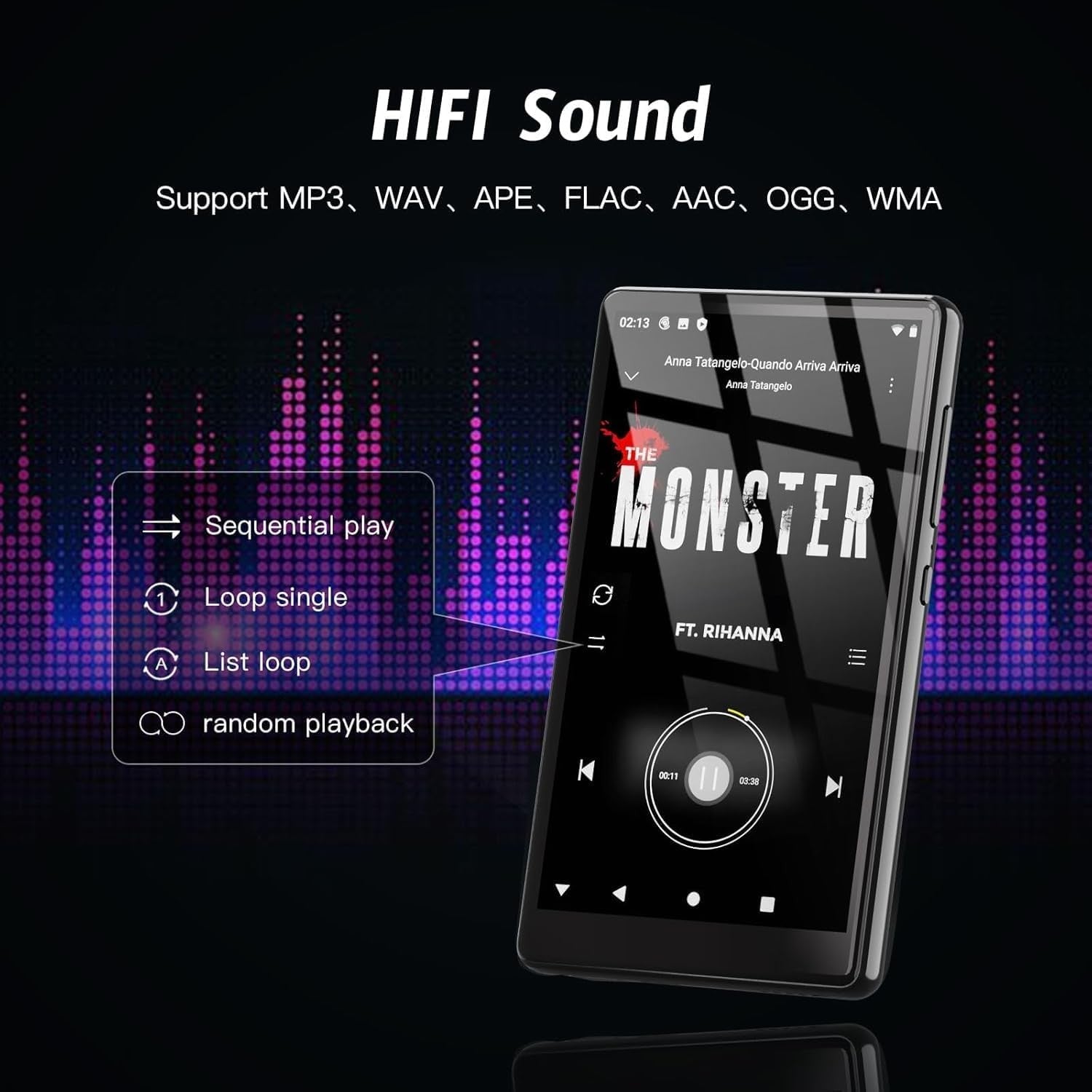 160GB MP3 MP4 Player Black Bluetooth WiFi Android 5"