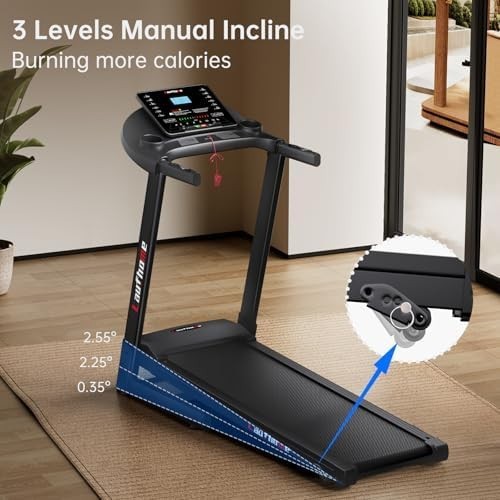 Folding Treadmill 4.25HP 1-14km/h Incline Home Running Machine Black