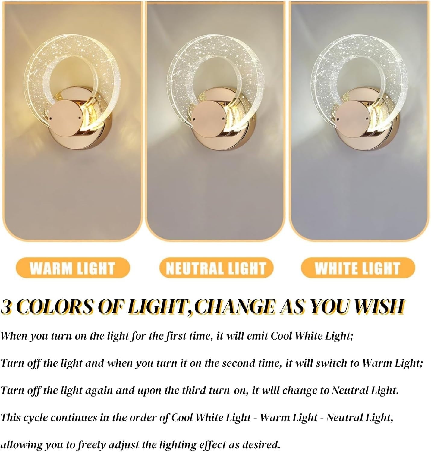 Modern Gold Crystal Wall Light LED Sconce Small Lamp for Bedroom Hallway