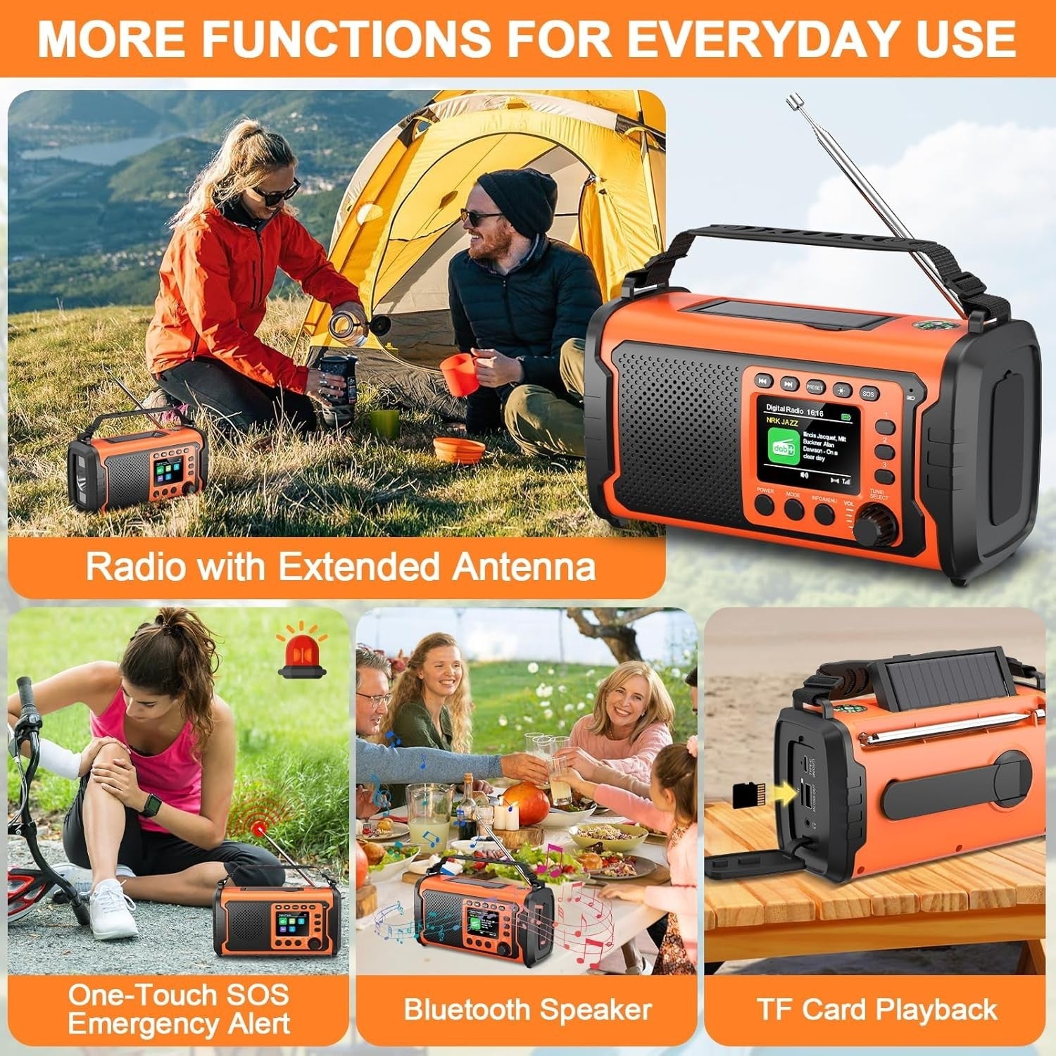 Portable DAB Radio with 27000mAh Battery | Bluetooth, FM, SOS, Torch