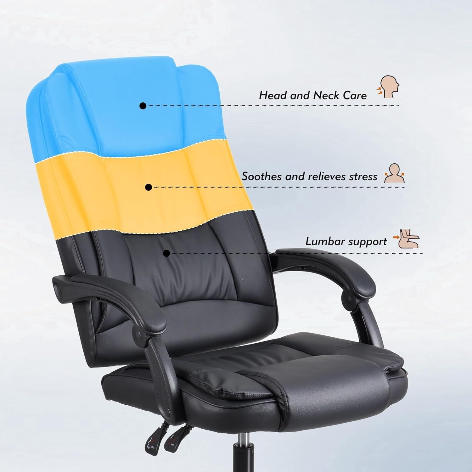 Executive Office Chair Swivel Recliner Ergonomic Headrest Faux Leather Black