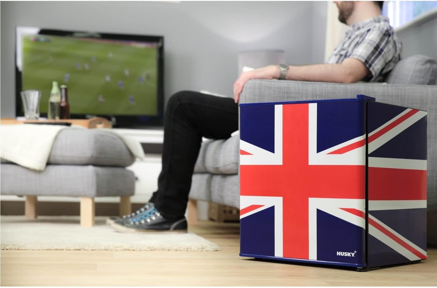 50L Multi-Colour Union Flag Mini Fridge Tabletop Cooler for Bedroom Office