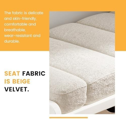 Beige Velvet Shoe Storage Bench with Cushion Seat – Modern Hallway Stool