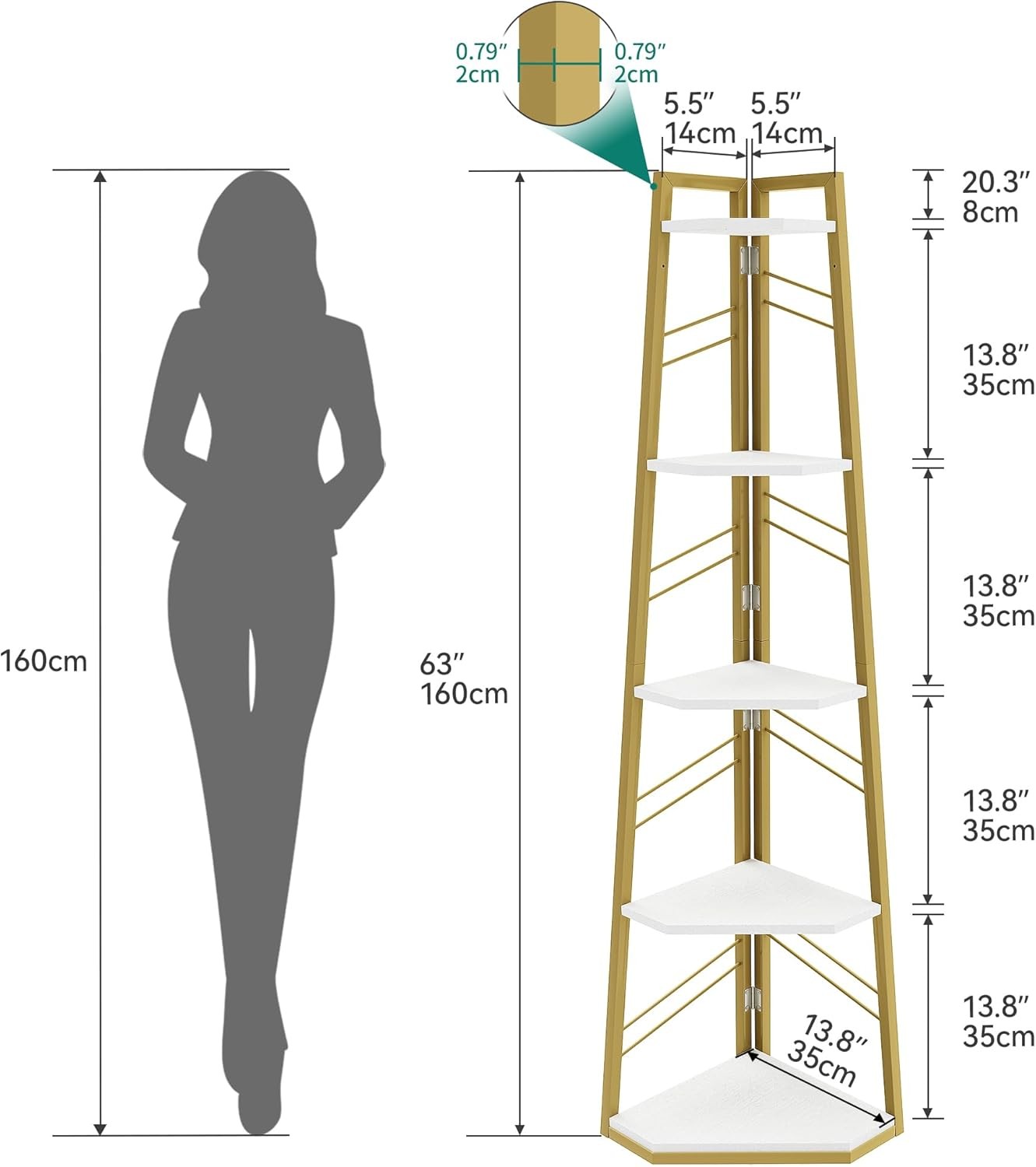 5-Tier Industrial Corner Bookshelf Ladder Unit | Space-Saving Display Shelf