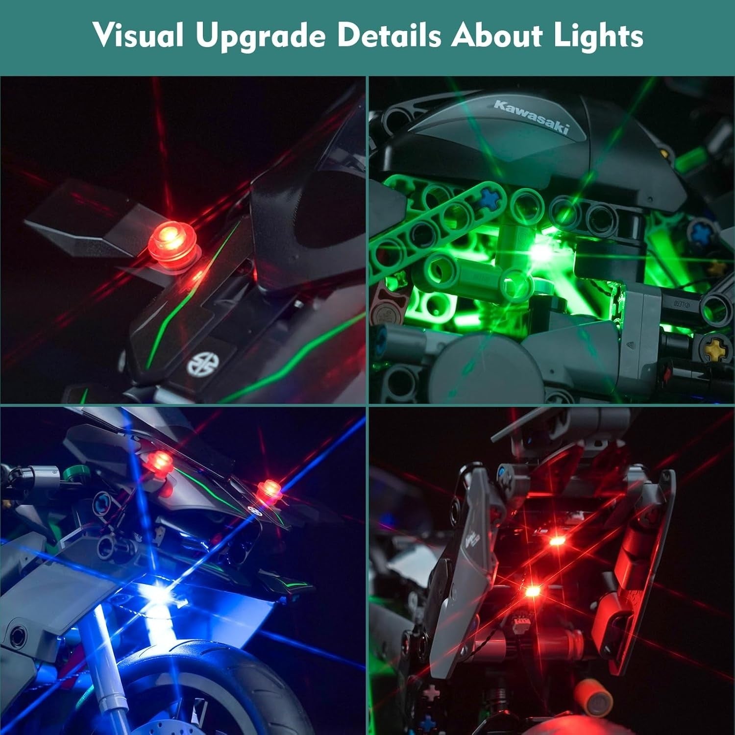 LED Light Kit for Lego Kawasaki Ninja H2R Motorcycle Model – Custom Glow Set