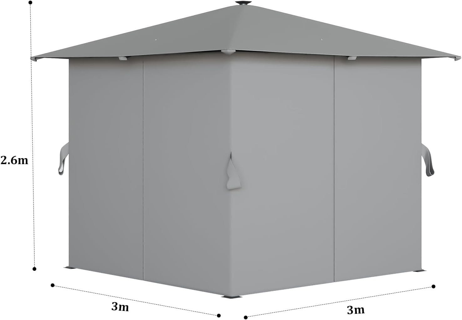 3x3M Metal Gazebo with Solar LED Lights & Curtains | Remote Control Outdoor