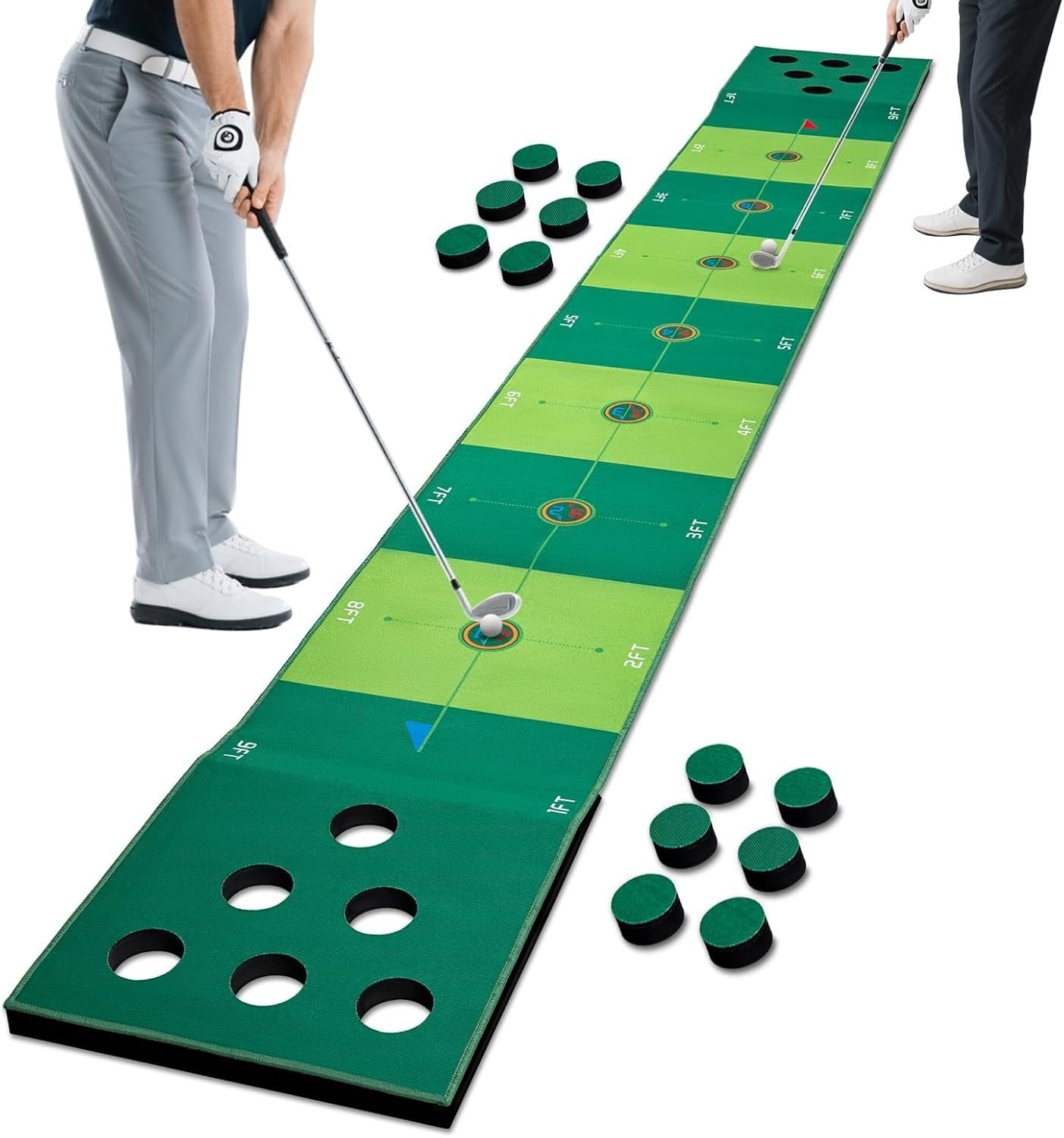 Indoor Putting Green Golf Game Mat Training Aid Office Home Practice Set