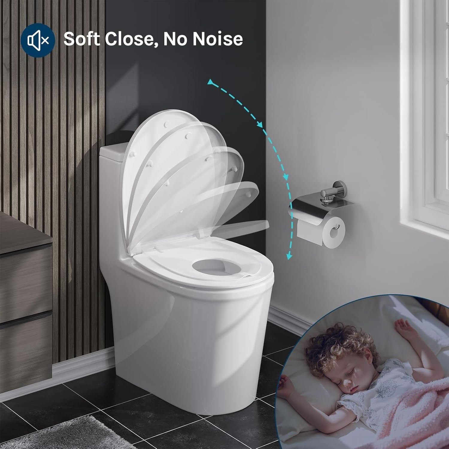 Family Toilet Seat Soft Close O-Shape Quick Release Integrated Child Seat