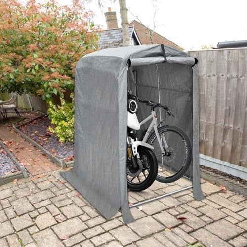 Outdoor Storage Shed Tent Waterproof Bike & Tool Shelter with Steel Frame Grey