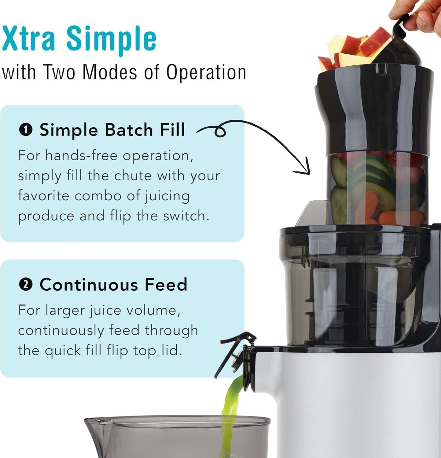 XL Mouth Cold Press Juicer Compact Stainless Steel Easy Clean High Yield