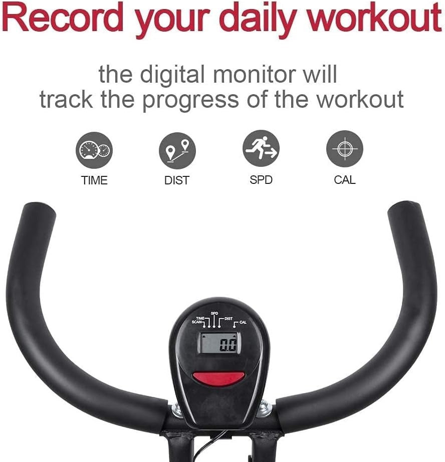 Foldable Magnetic Exercise Bike w/ LCD Monitor, Adjustable Resistance & Compact