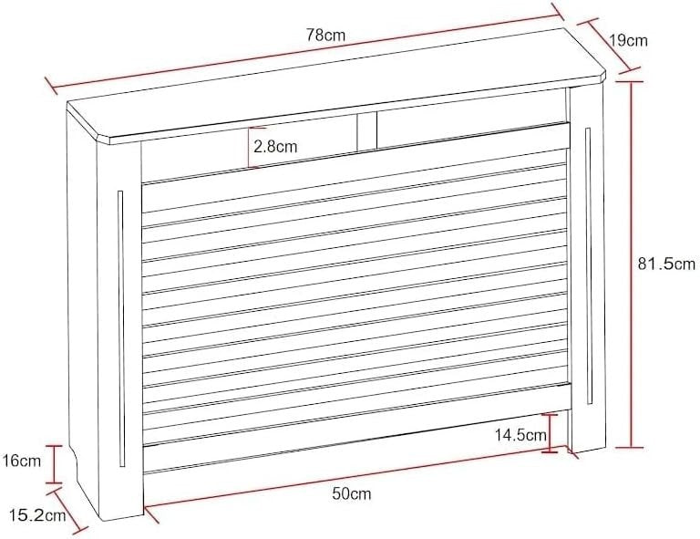 Small White Radiator Cover Modern MDF Cabinet Horizontal Slat W78xH81.5cm