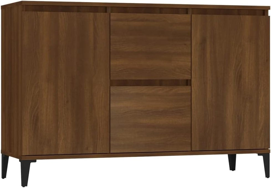 Brown Oak Sideboard Cabinet with Drawers Storage Console for Living Room