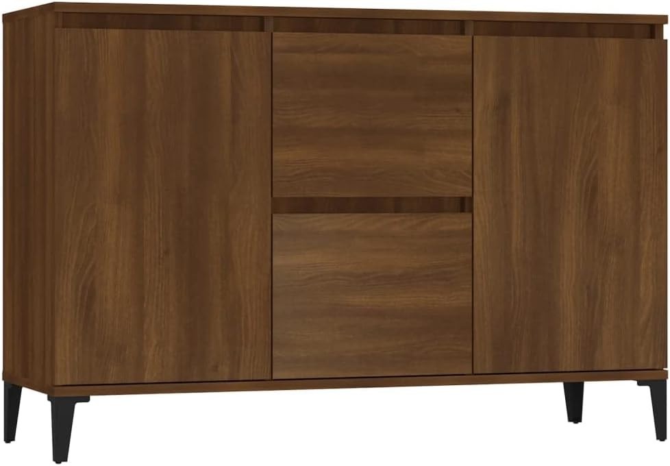 Brown Oak Sideboard Cabinet with Drawers Storage Console for Living Room
