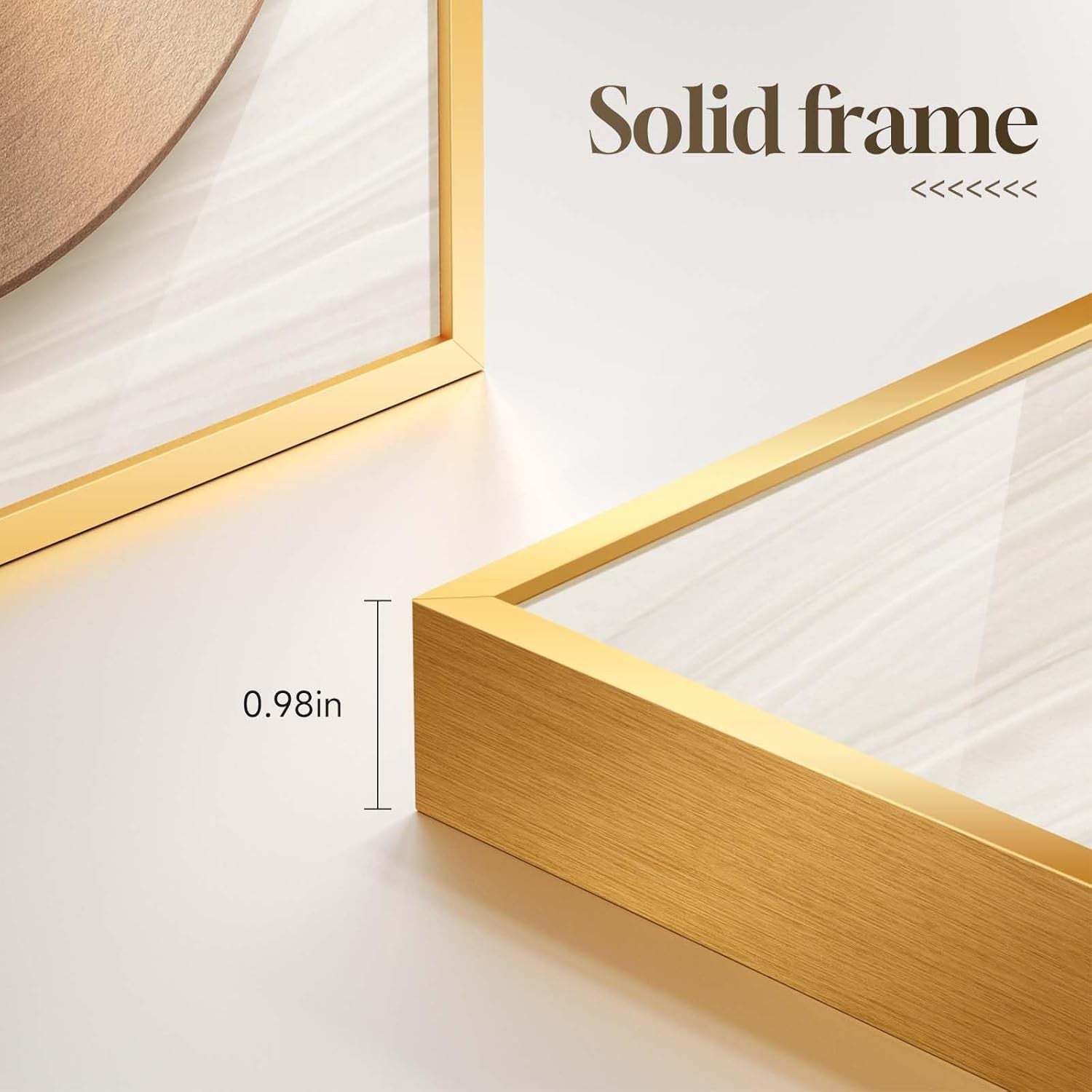 Large Framed Gold Wall Art Set of 3 Modern Geometric Prints