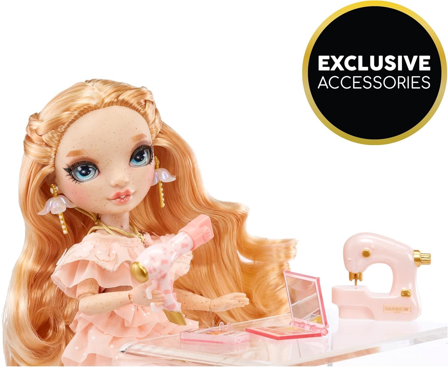 Light Pink Fashion Doll with Freckles Poseable 10+ Accessories