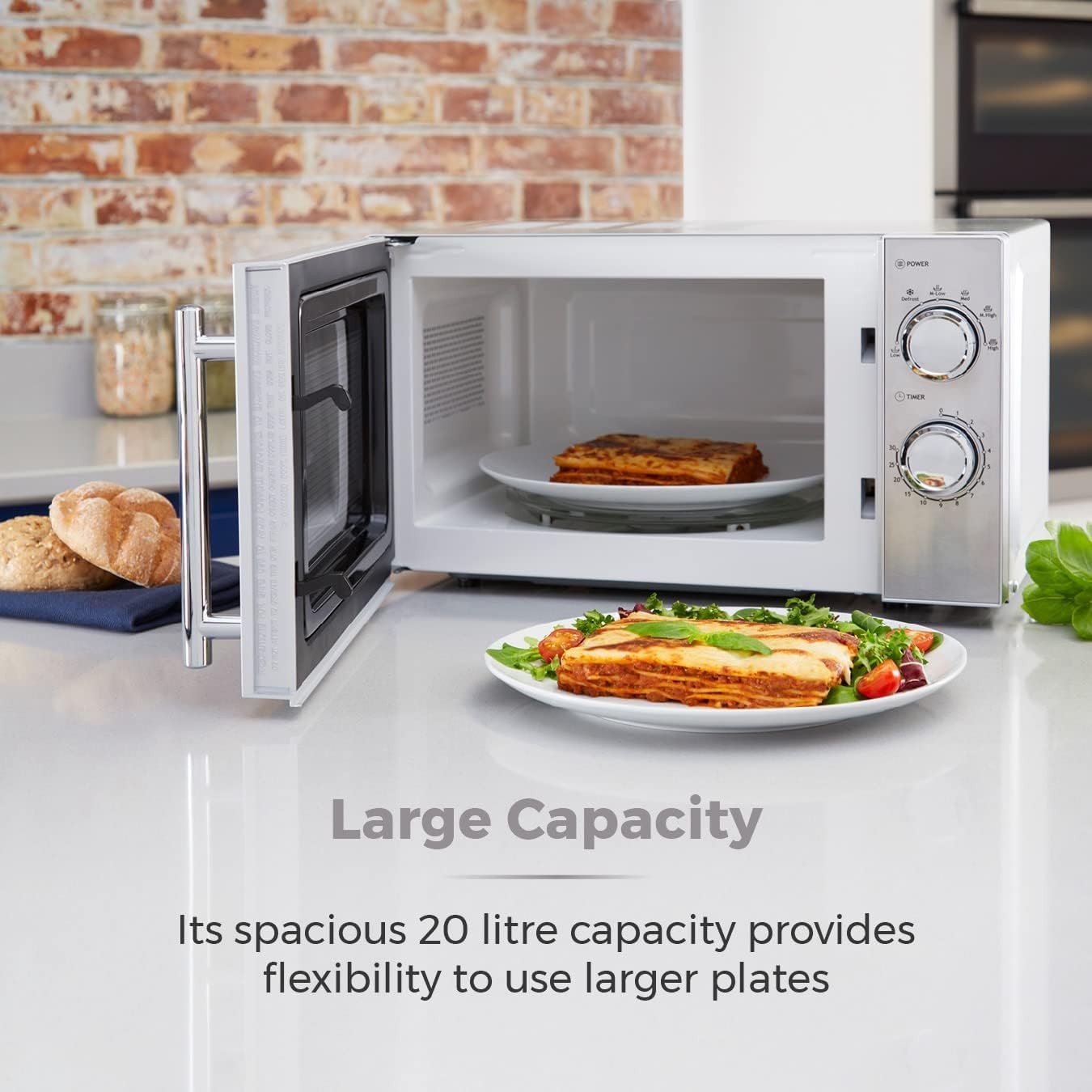 20L Microwave 800W Manual 5 Power Levels 30 Min Timer Silver