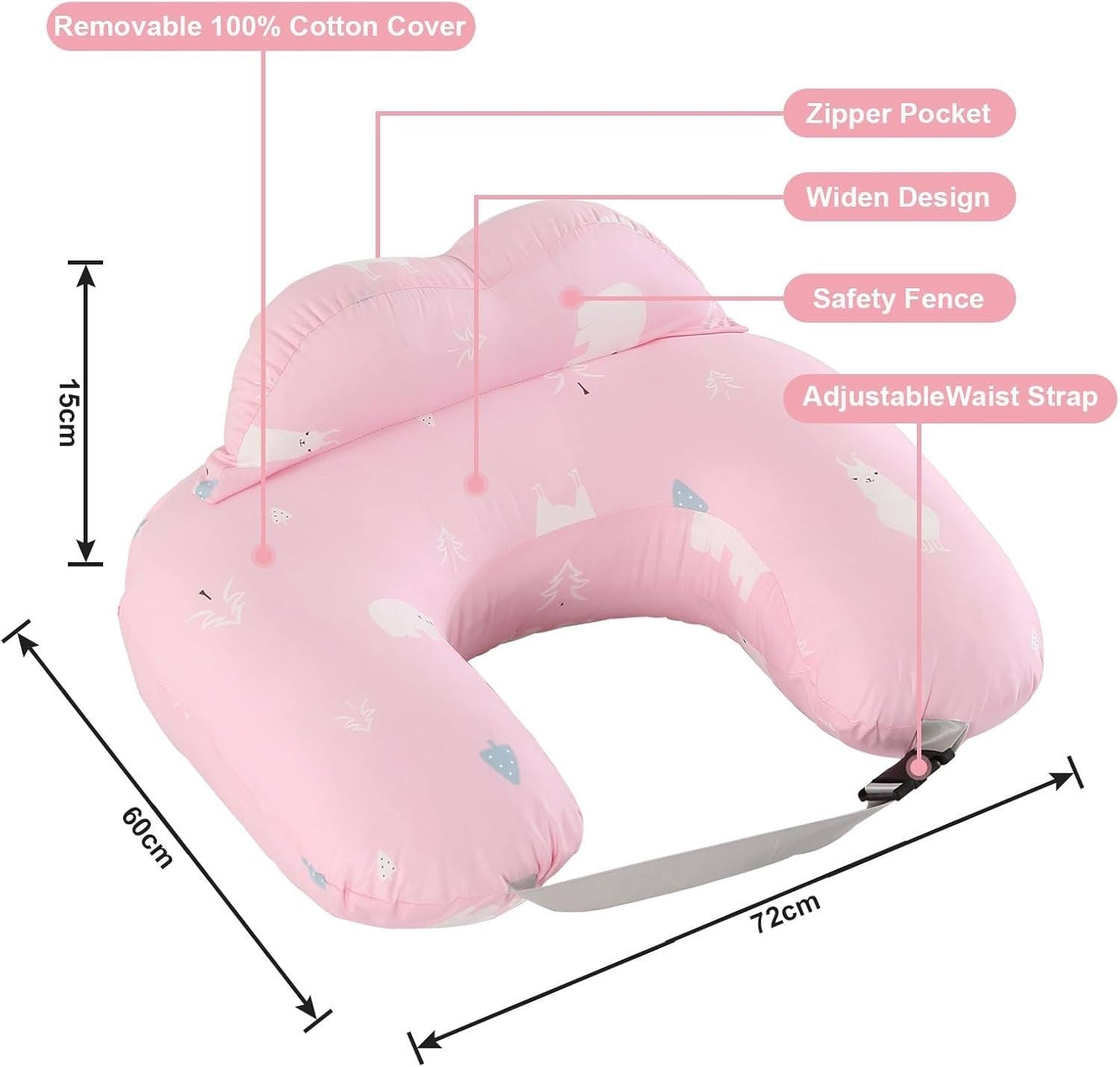 Breastfeeding Nursing Pillow 32" Maternity Support Feeding Cushion Pink
