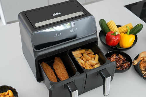 Dual Zone Air Fryer 8L 2 Drawer Touchscreen Oil Free Timer 1700W
