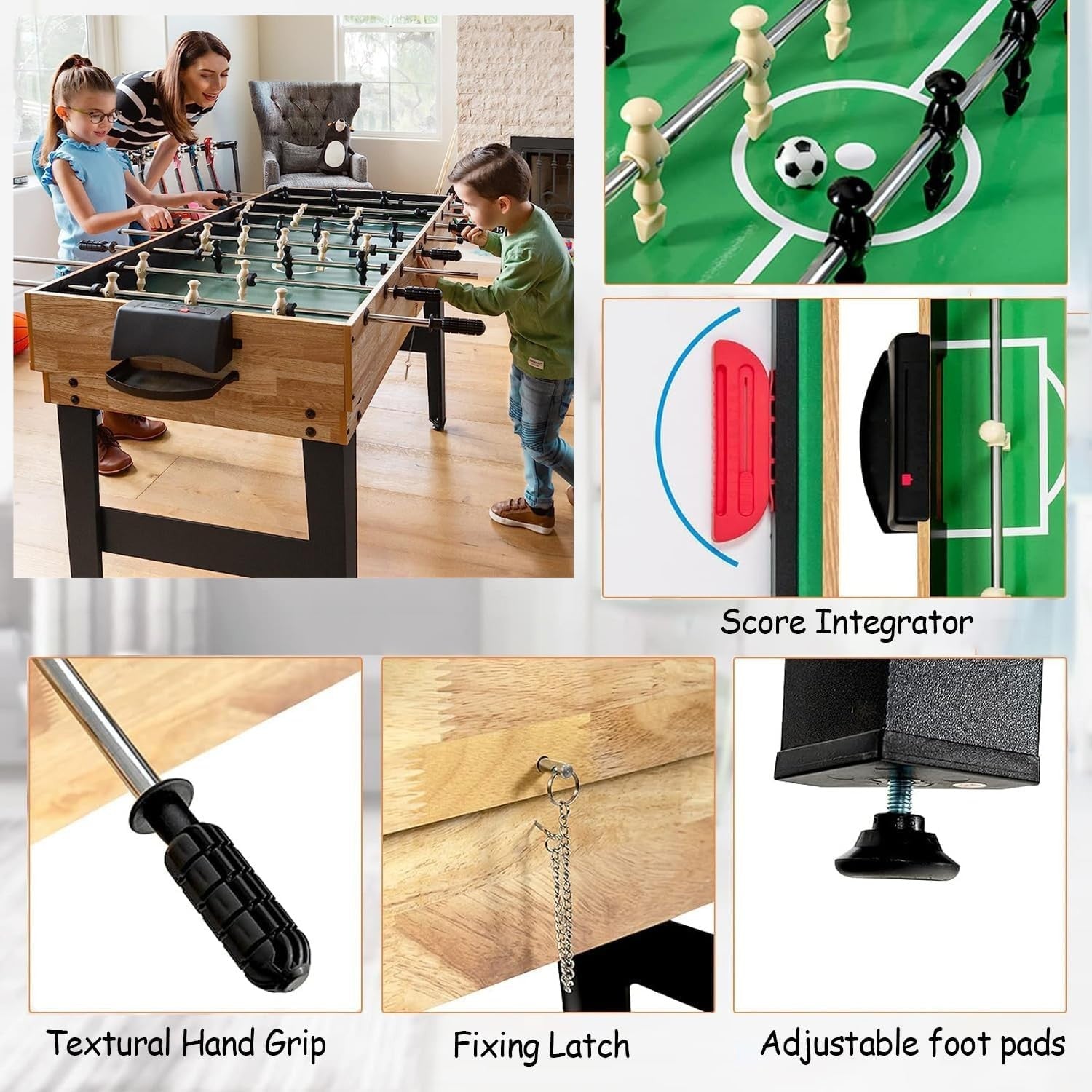 4ft 4 in 1 Multi Game Table Kids Pool Foosball Hockey Tennis