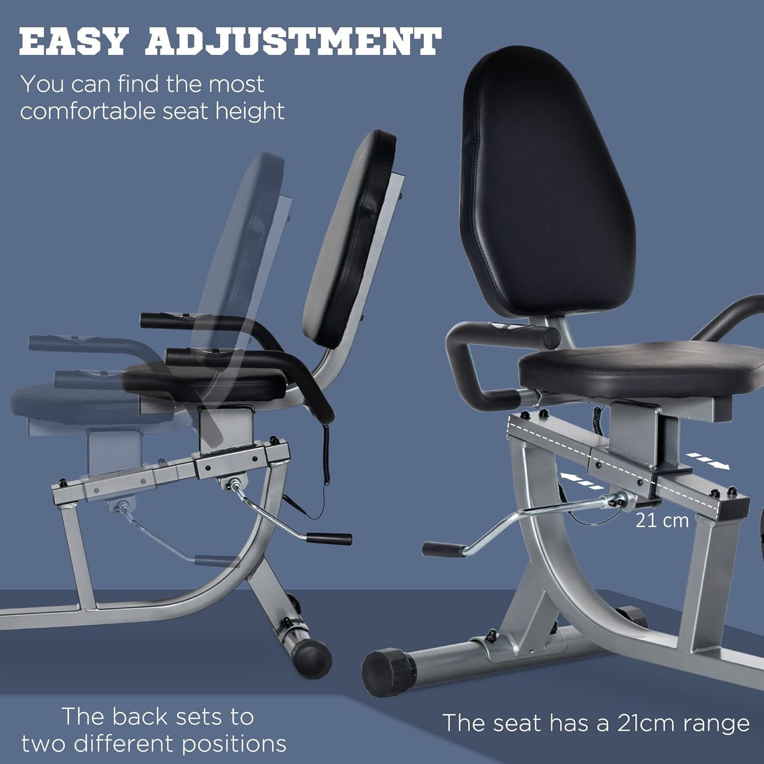 Exercise Bike LCD Display Quiet 8-Level Magnetic Resistance Adjustable Seat Home