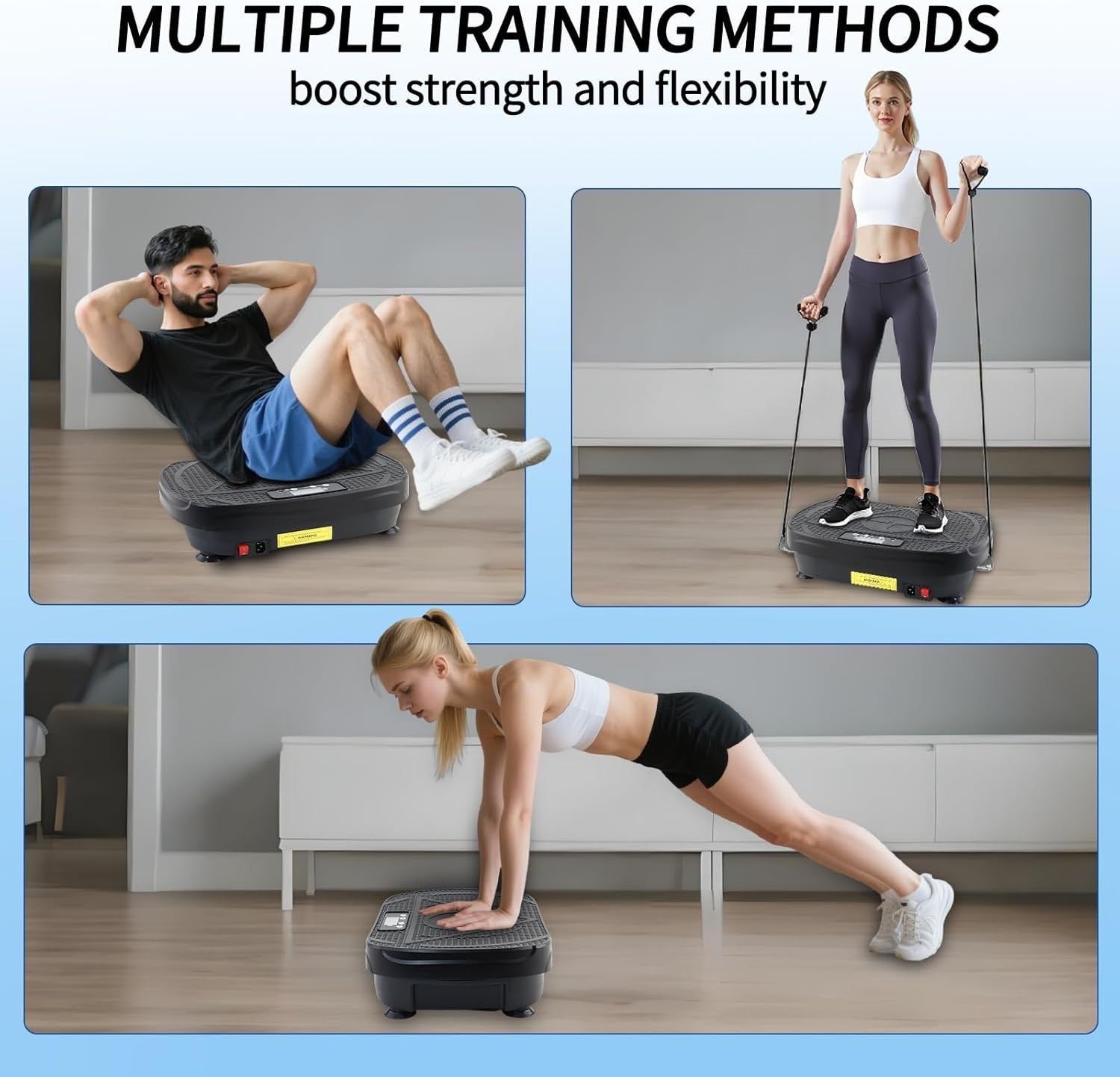 Black Vibration Plate Exercise Machine Whole Body Workout Fat Burn Home