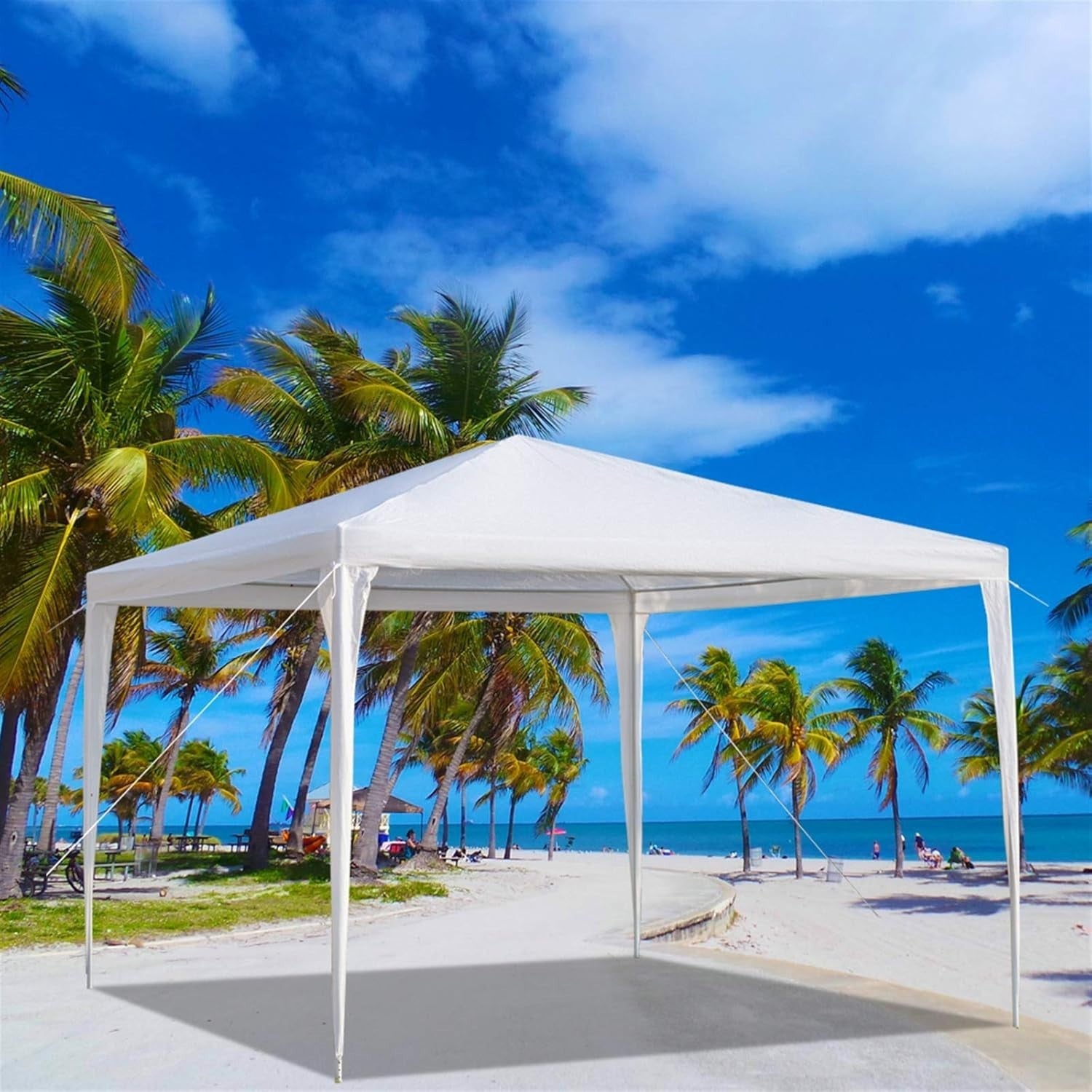 10x10ft Patio Gazebo Party Tent w/ 3 Side Walls White Waterproof Canopy