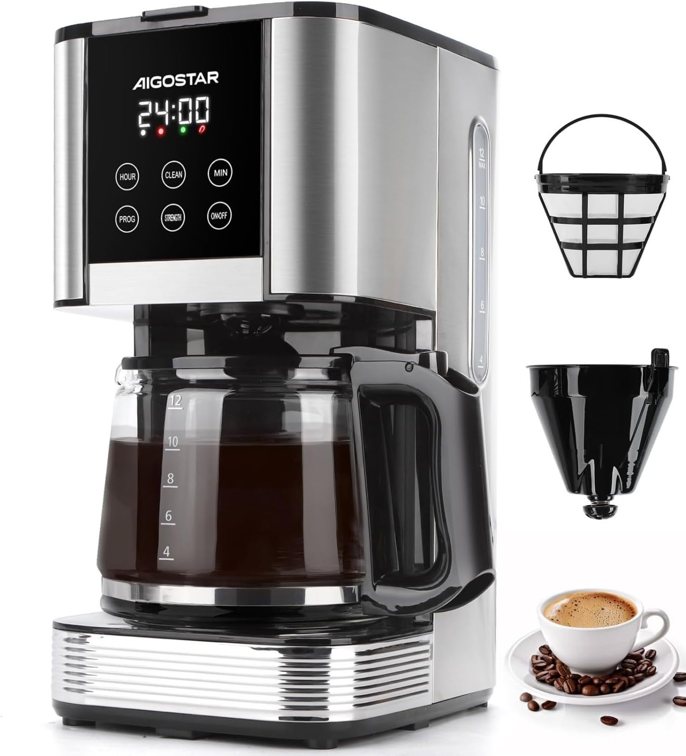 Filter Coffee Machine 1.5L | LED Touch Screen | Programmable Timer