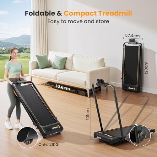 Under Desk Walking Pad Treadmill 8% Incline Foldable with Bluetooth & Remote