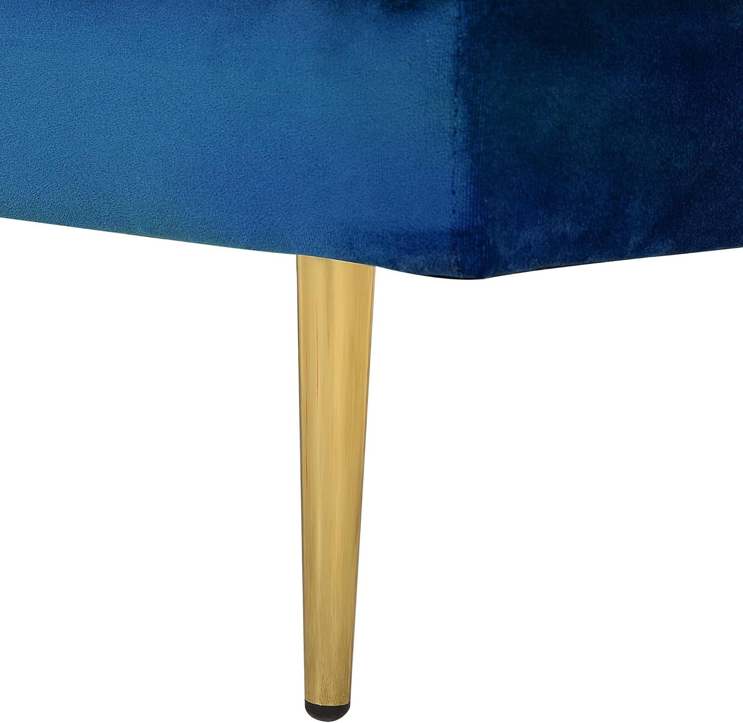 Velvet Chaise Lounge Navy Blue | Gold Legs, Cushions, Deep Seat, Compact Glam