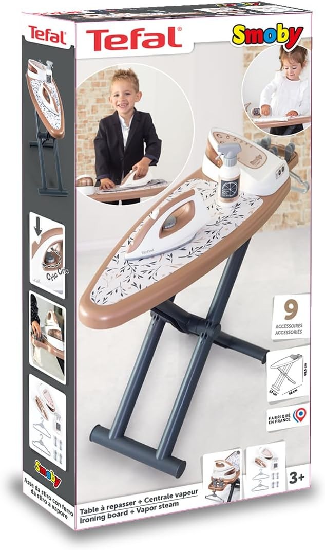 Kids Ironing Board Play Set with Steam Iron Pretend Laundry Toy