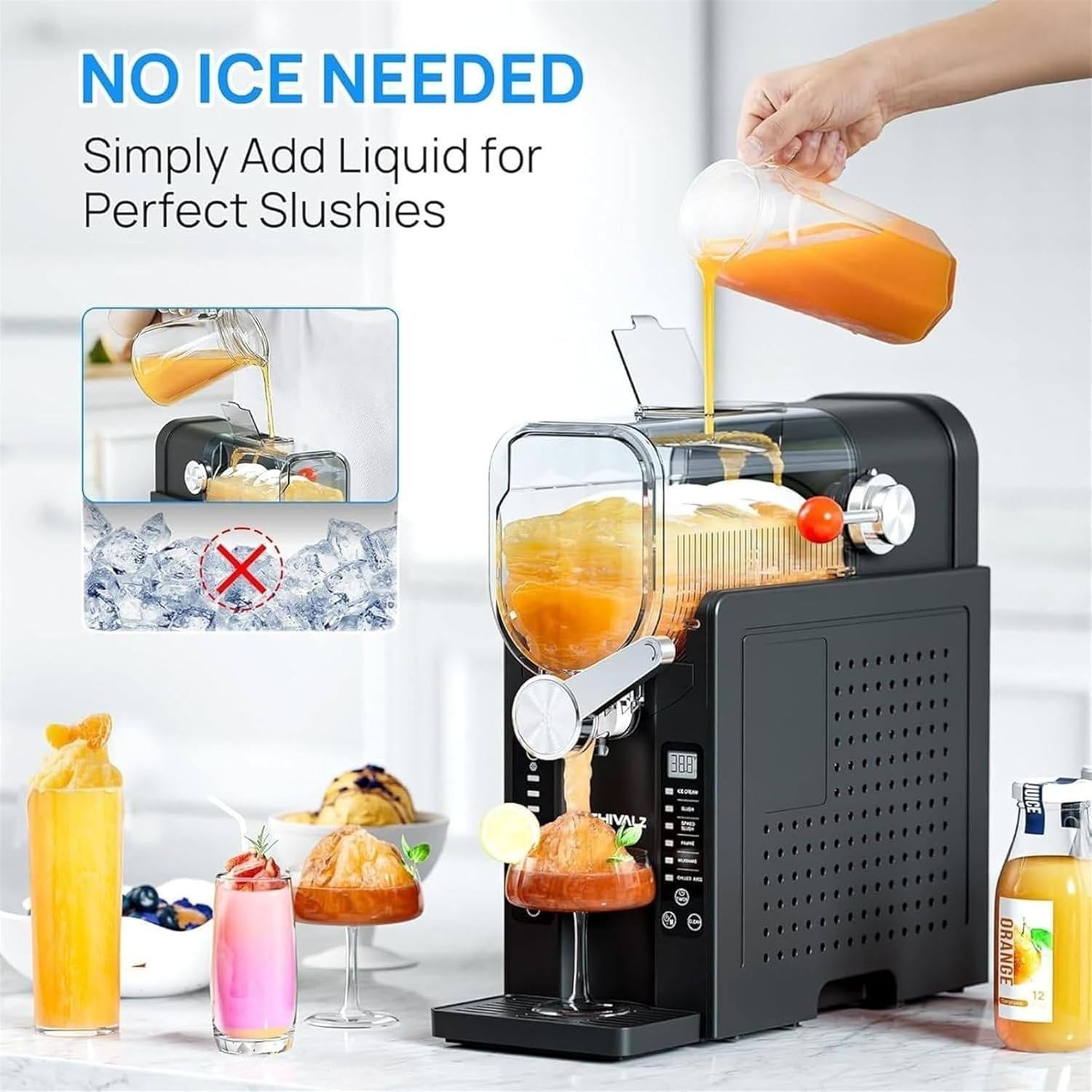Commercial Slush Machine Frozen Drink Maker Auto Clean 1.6L Fast Freeze