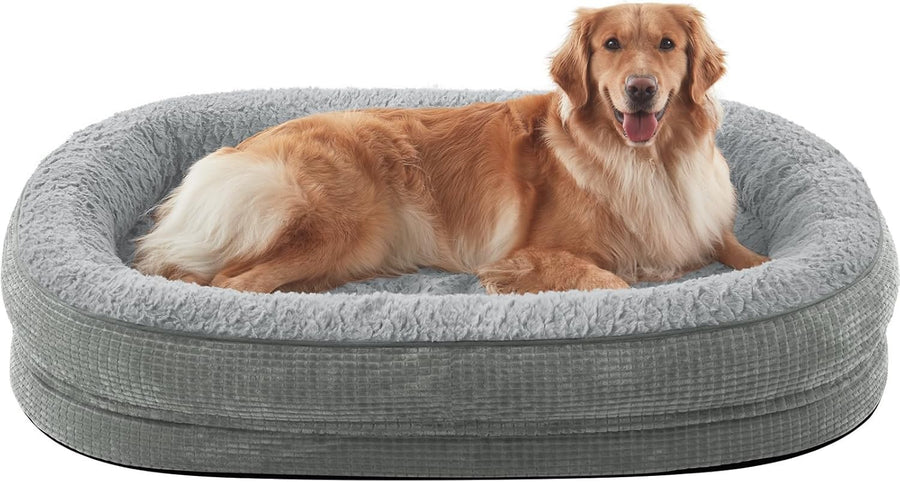 XL Orthopedic Dog Bed 107x81x19cm Memory Foam Washable Grey