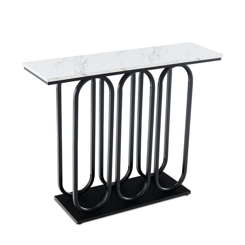 Modern Faux Marble Console Table – 100CM Entryway Hallway Shelf w/ Foot Pads