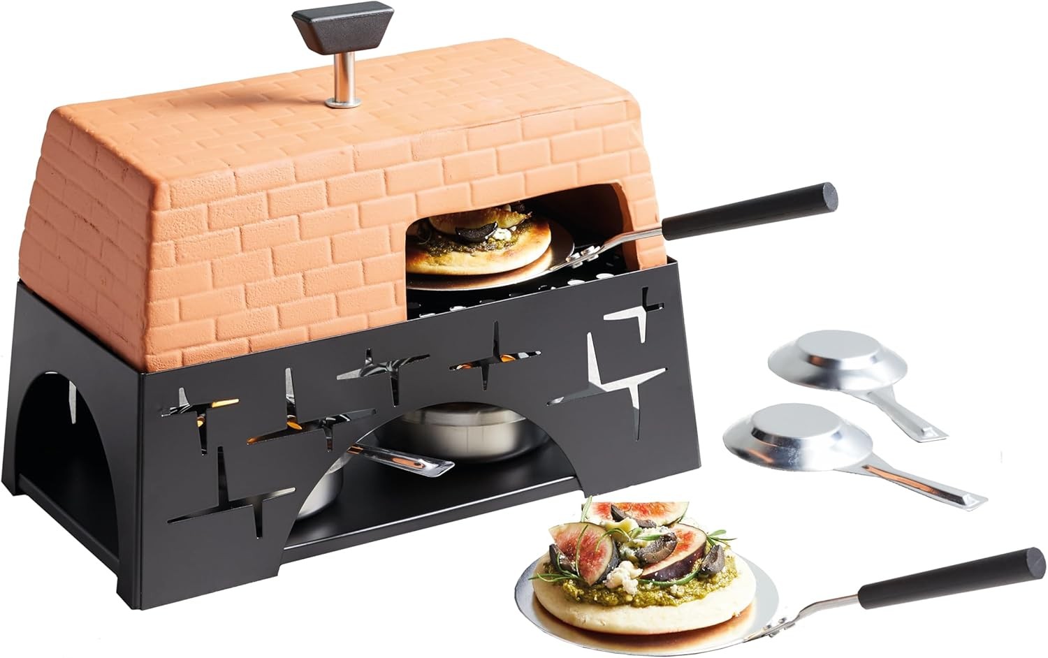 Mini Tabletop Pizza Oven | Terracotta & Metal Cooker for Garlic Bread