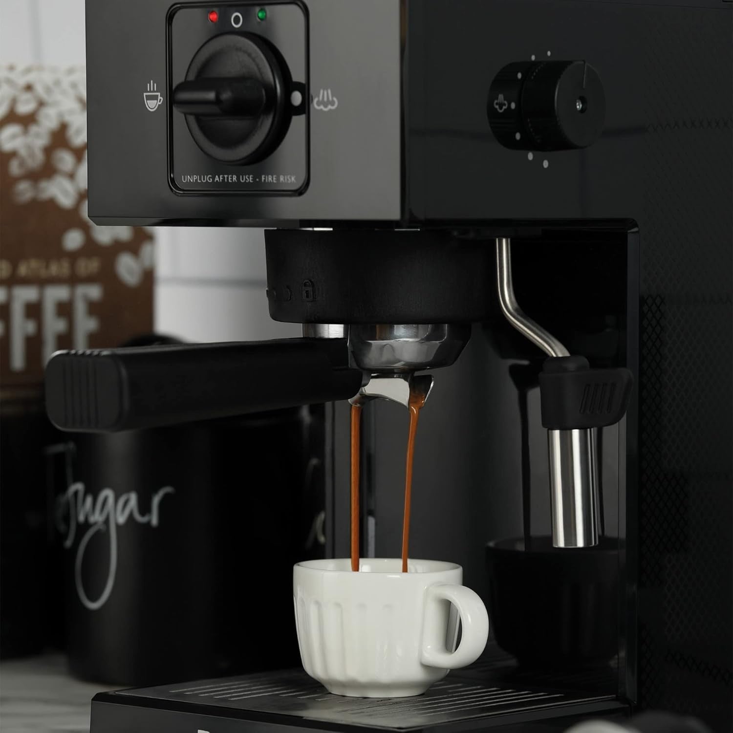Compact Espresso Coffee Maker 1.4L | Fast Heat-Up | Milk Frother | 20 Bar Pump