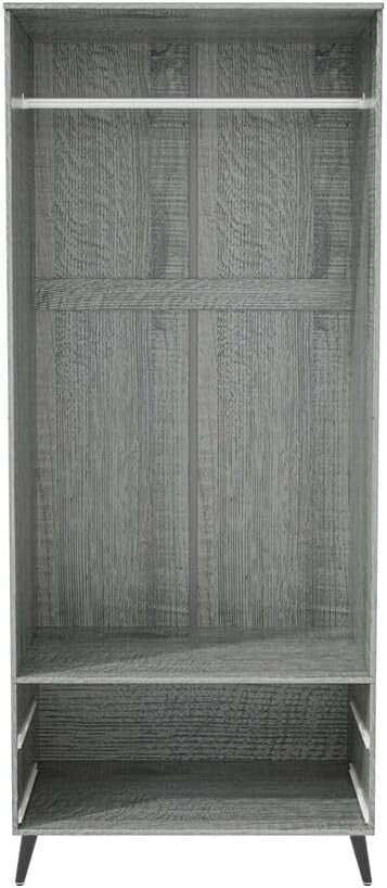 Modern Black 2 Door Wardrobe with Drawers & Hanging Rail - Bedroom Storage