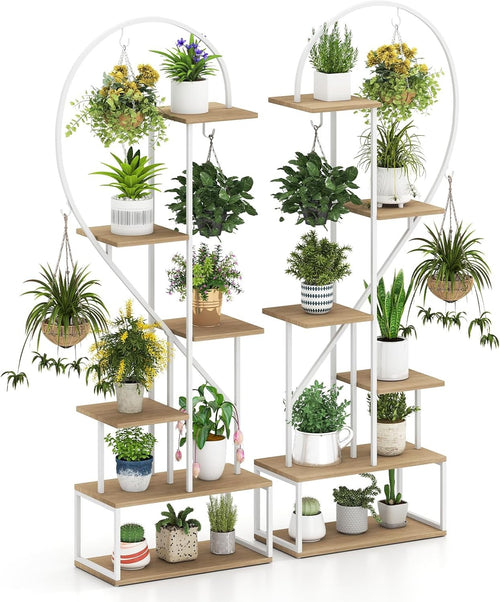6 Tier Tall Metal Plant Stand Indoor Outdoor Heart Shape Ladder Flower Shelf