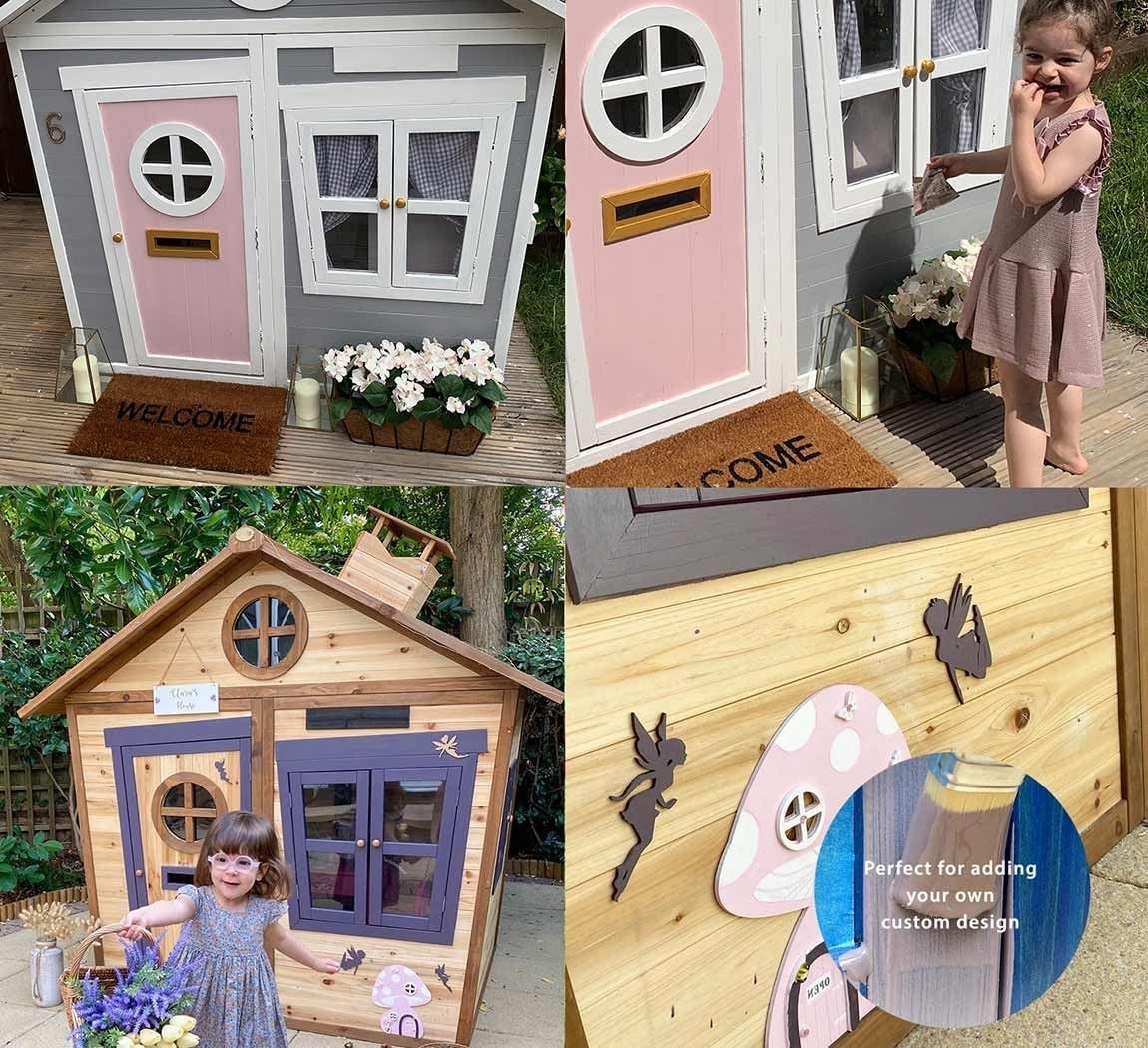 Large Wooden Kids Playhouse Outdoor Wendy House w Windows Letterbox