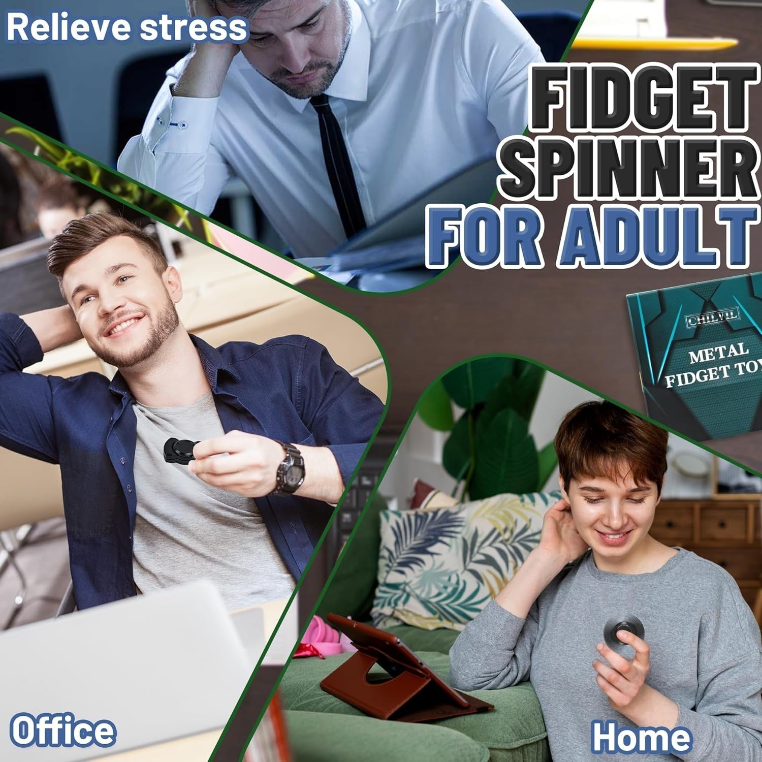 2pcs Magnetic Fidget Spinner Slider Clicker Quiet Metal Stress Relief