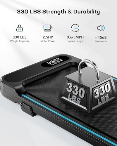 Under Desk Walking Pad 5° Incline Quiet 2.5HP Portable Treadmill 150kg Capacity