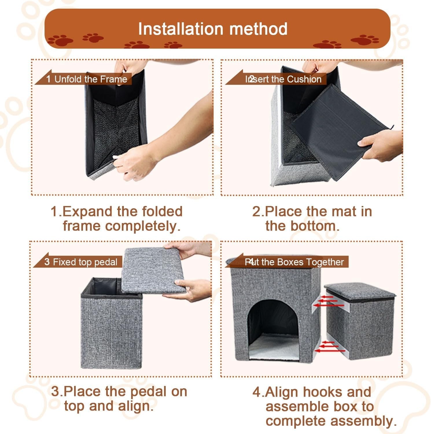 Grey 3 in 1 Dog Stairs with Storage Pet Steps House 78x34x42cm