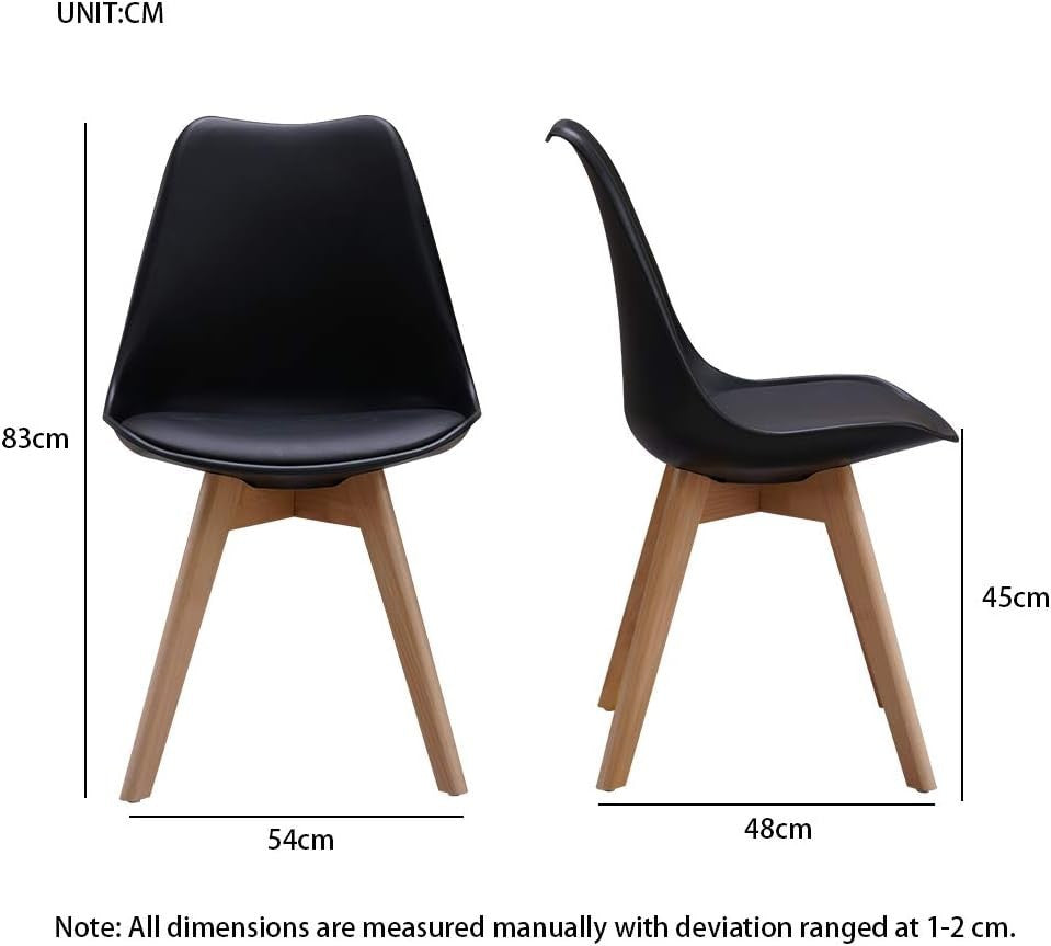 Round Dining Table Set for 4 – Black PU Chairs – Compact Small Space