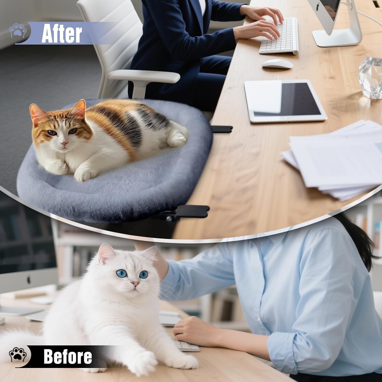 Foldable Desk Cat Bed Plush Cat Hammock Heavy Duty Cat Perch